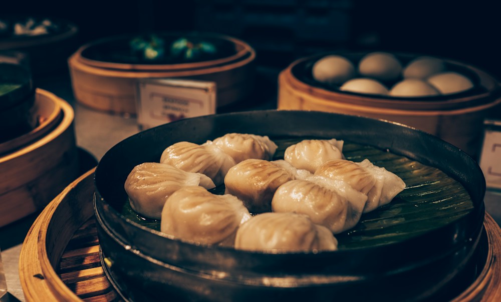 A plate of freshly prepared dumplings